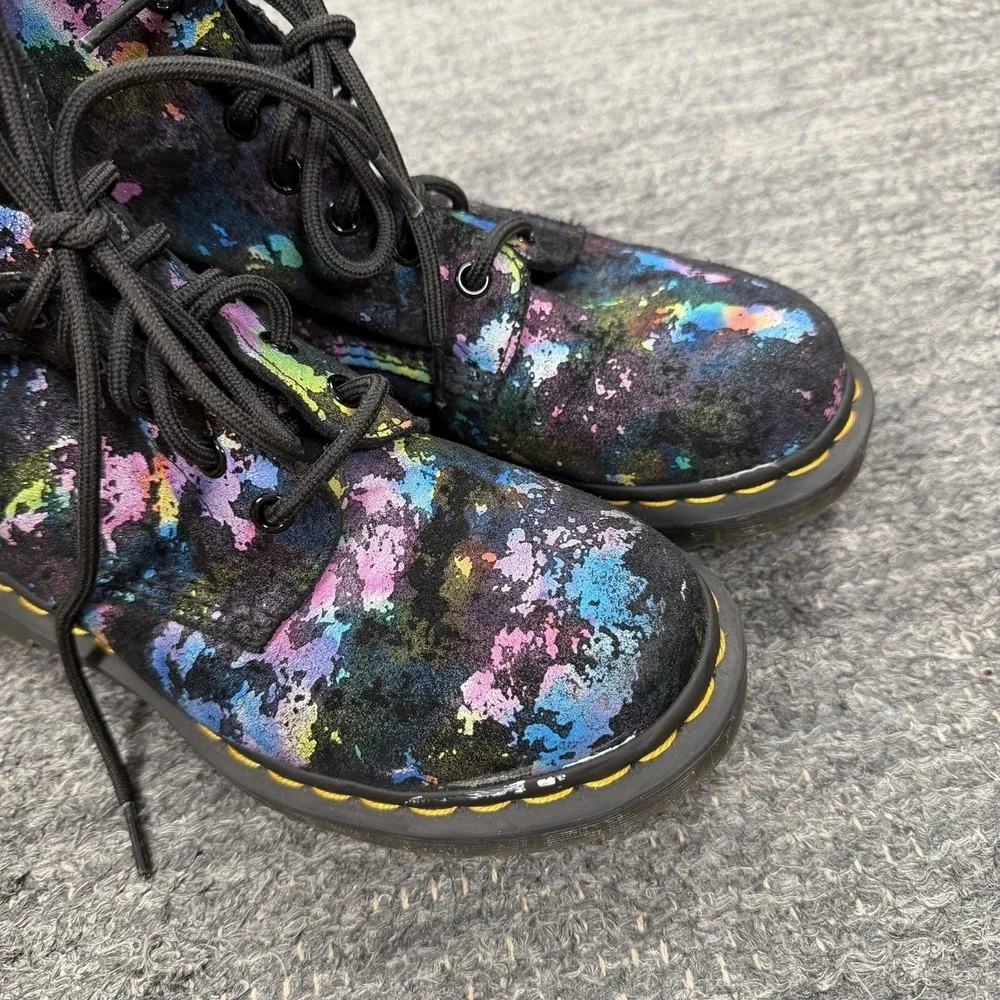 Dr. Martens 1460 Pascal Shoes Rainbow Burst Boots Women 7 Suede Grunge Goth